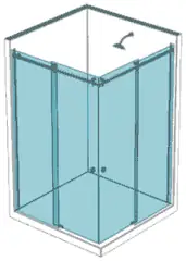 División de baño esquinera en L en vidrio templado