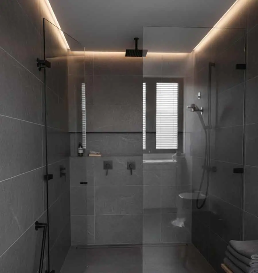 Puerta de baño abatible en vidrio templado