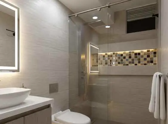 Foto división de baño corrediza y herrajes en acero inoxidable